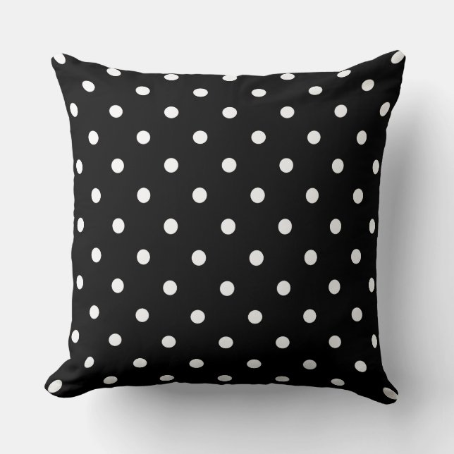 Black & White Polka Dot Throw Pillow | Modern  (Front)