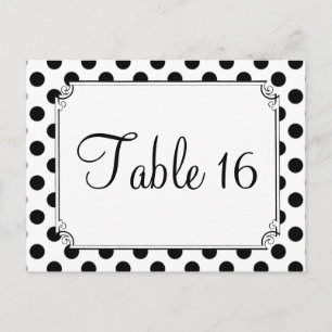 Black & White Polka Dot Wedding Table Numbers Postcard