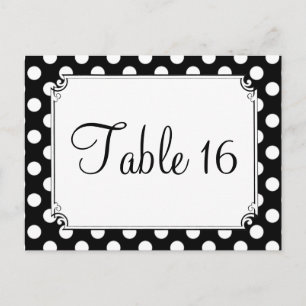Black & White Polka Dot Wedding Table Numbers Postcard