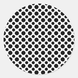 Black White Polka Dots Big and Small Classic Round Sticker