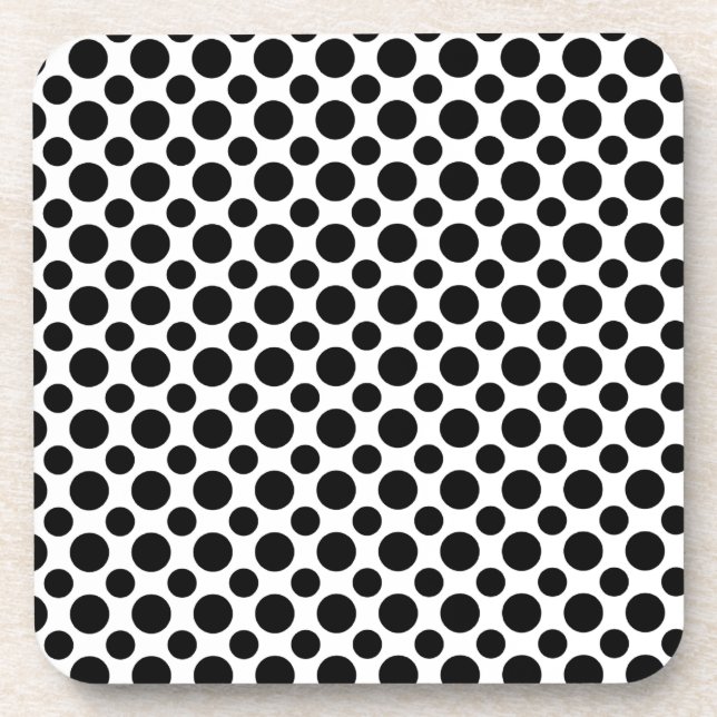 Black White Polka Dots Big and Small Coaster (Front)