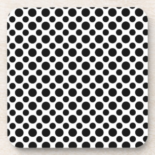 Black White Polka Dots Big and Small Coaster