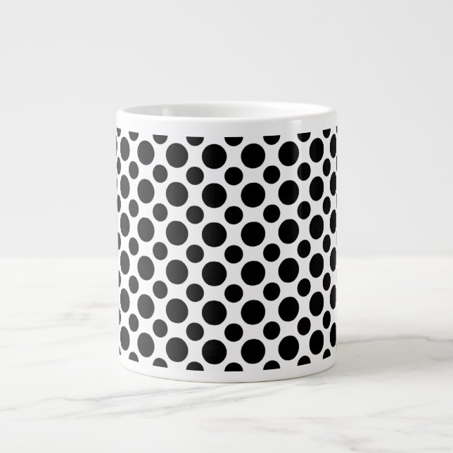 Black White Polka Dots Big and Small Large Coffee Mug (Front)