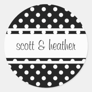 Black & White Polka Dots Classic Round Sticker
