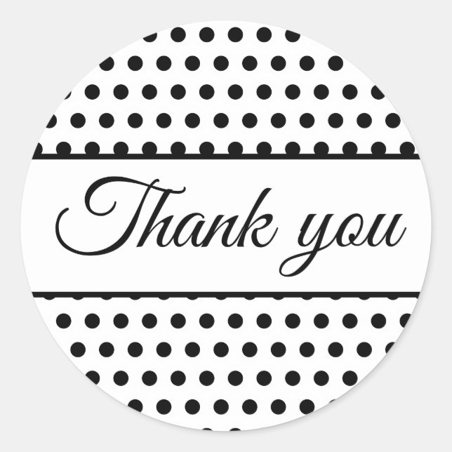 Black white polka dots classic round sticker (Front)