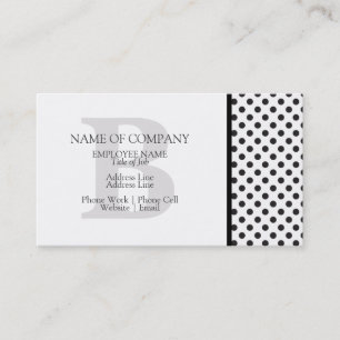Black White Polka Dots Grey Designer Monogrammed Business Card