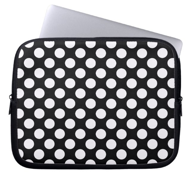 Black White Polka Dots - Laptop Sleeve (Front)