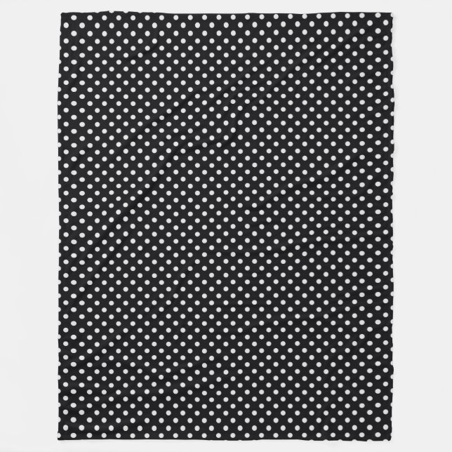 Black White Polka Dots Pattern Fleece Blanket (Front)