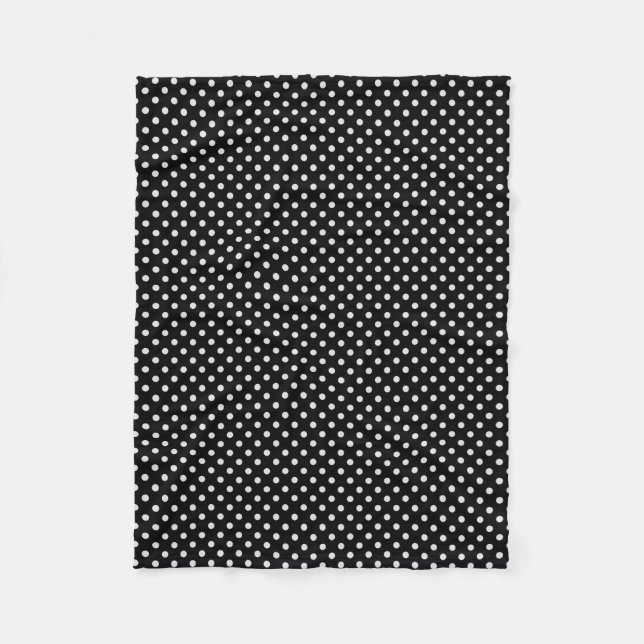 Black White Polka Dots Pattern Fleece Blanket (Front)