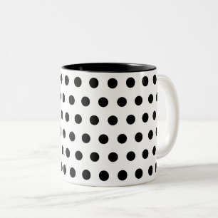 Black white polka dots Two-Tone coffee mug