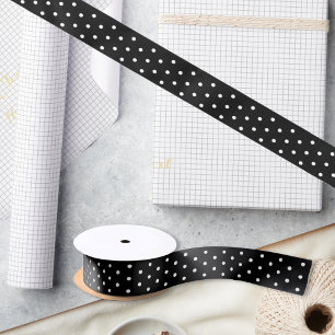 Black White Polka Dots Wedding Birthday Gift Wrap Satin Ribbon