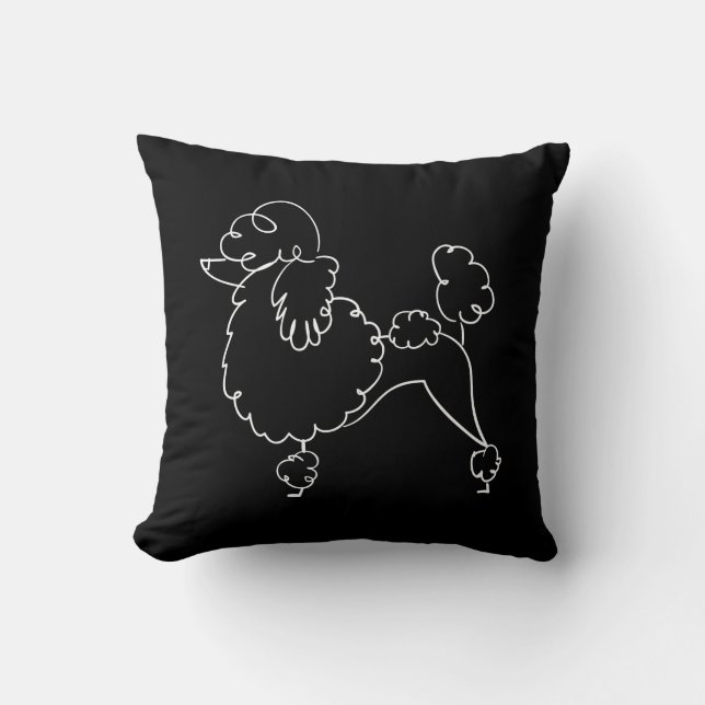 Black White Poodle Doodle Cushion (Front)