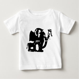 Black White Pop Art Baby & Mum Elephants Baby T-Shirt