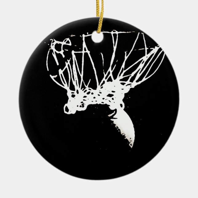 Black White Pop Art Basketball Ceramic Ornament (Front)