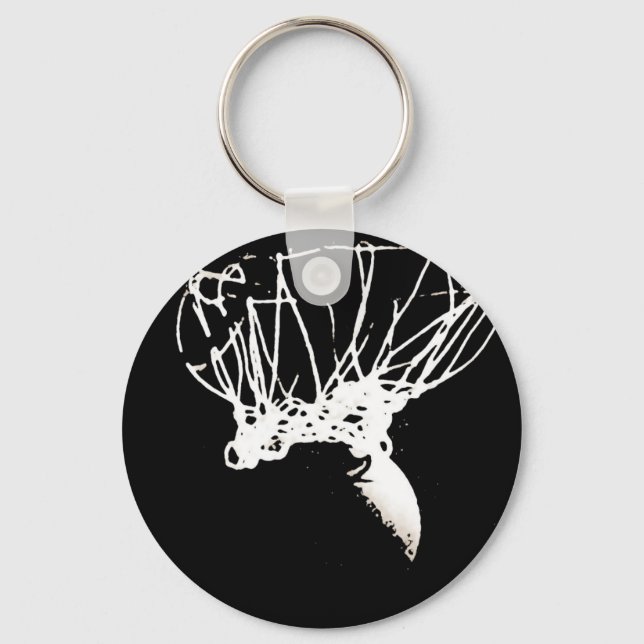 Black White Pop Art Basketball Key Ring (Front)