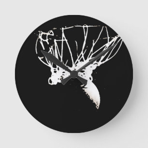 Black White Pop Art Basketball Round Clock