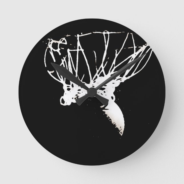 Black White Pop Art Basketball Round Clock (Front)