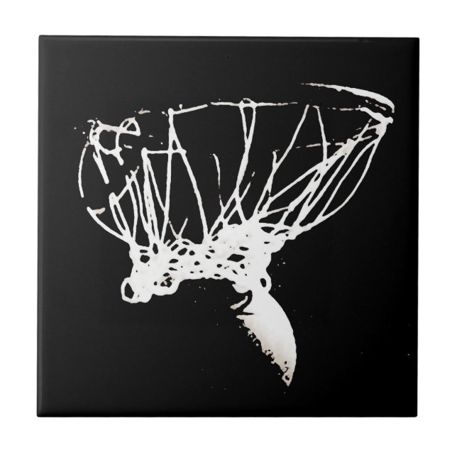 Black White Pop Art Basketball Tile (Front)