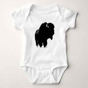 Black & White Pop Art Bison Buffalo Baby Bodysuit