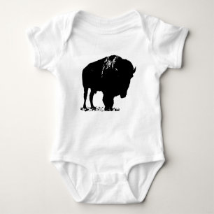 Black & White Pop Art Bison Buffalo Baby Bodysuit