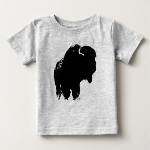 Black & White Pop Art Bison Buffalo Baby T-Shirt