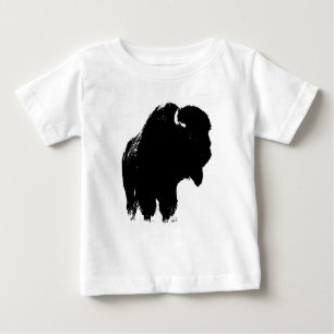 Black & White Pop Art Bison Buffalo Baby T-Shirt