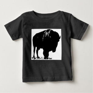 Black & White Pop Art Bison Buffalo Baby T-Shirt