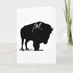 Black & White Pop Art Bison Buffalo Card