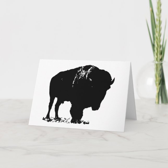 Black & White Pop Art Bison Buffalo Card (Front)