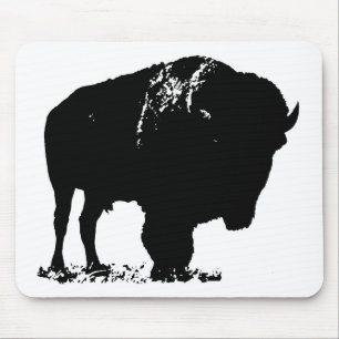 Black & White Pop Art Bison Buffalo Mouse Pad
