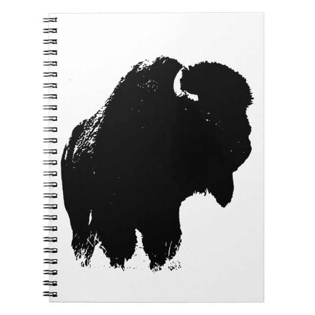 Black & White Pop Art Bison Buffalo Notebook (Front)
