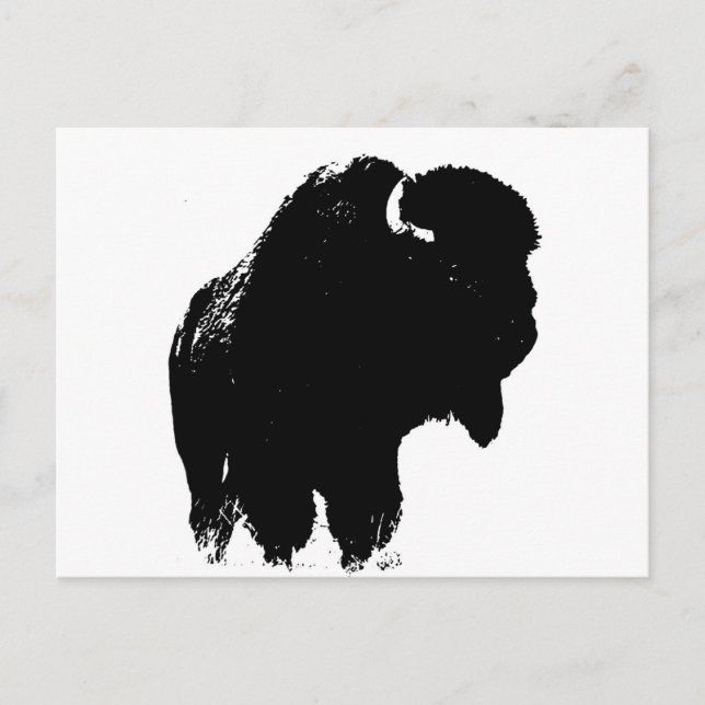 Black & White Pop Art Bison Buffalo Postcard (Front)