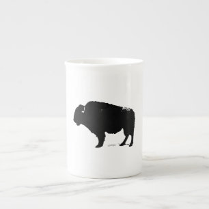 Black & White Pop Art Buffalo Bison Bone China Mug