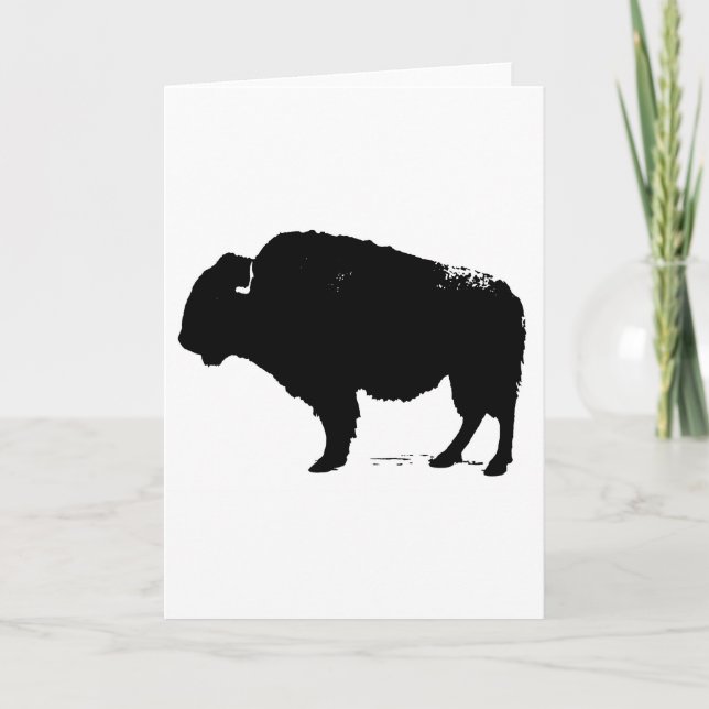 Black & White Pop Art Buffalo Bison Card (Front)