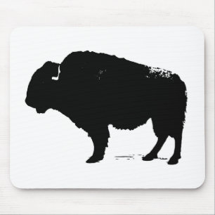Black & White Pop Art Buffalo Bison Mouse Pad