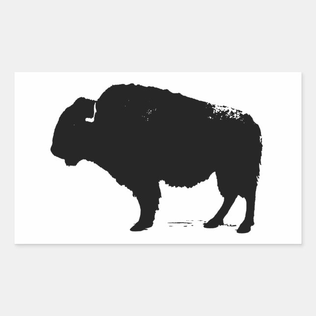 Black & White Pop Art Buffalo Bison Rectangular Sticker (Front)