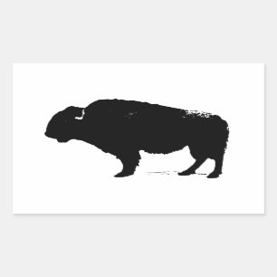 Black & White Pop Art Buffalo Bison Rectangular Sticker