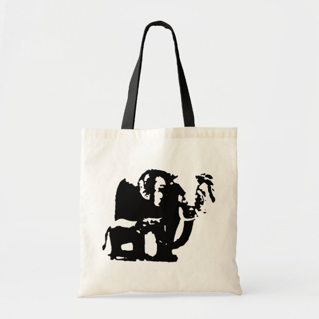 Black & White Pop Art Elephant Family Mum Baby Tote Bag (Front)