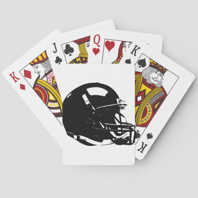 Black White Pop Art Football Helmet Playing Cards (Back)
