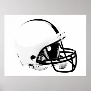 Black White Pop Art Football Helmet Poster
