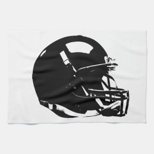 Black White Pop Art Football Helmet Tea Towel