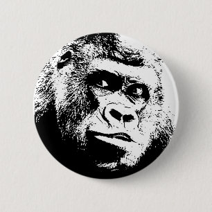 Black White Pop Art Gorilla 6 Cm Round Badge
