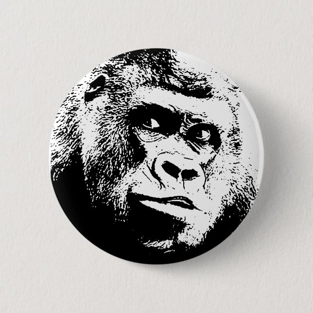 Black White Pop Art Gorilla 6 Cm Round Badge (Front)