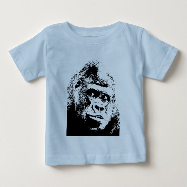 Black White Pop Art Gorilla Baby T-Shirt (Front)