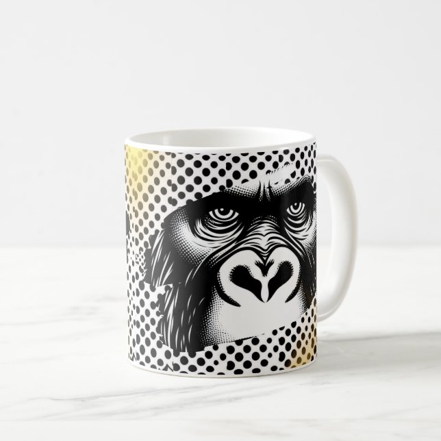 Black White Pop Art Gorilla Coffee Mug (Front Right)