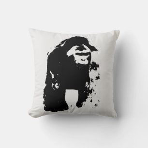 Black White Pop Art Gorilla Cushion