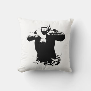 Black White Pop Art Gorilla Cushion