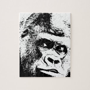 Black White Pop Art Gorilla Jigsaw Puzzle