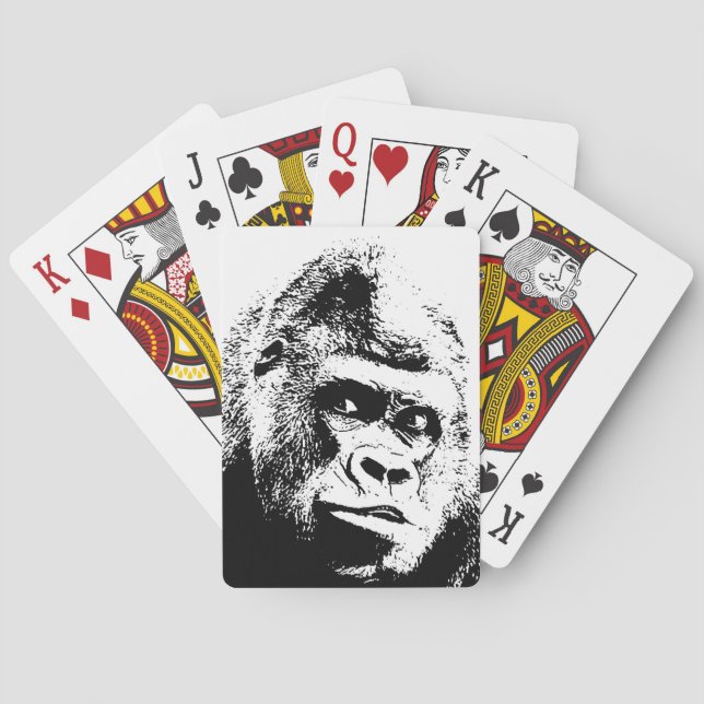 Black White Pop Art Gorilla Playing Cards (Back)
