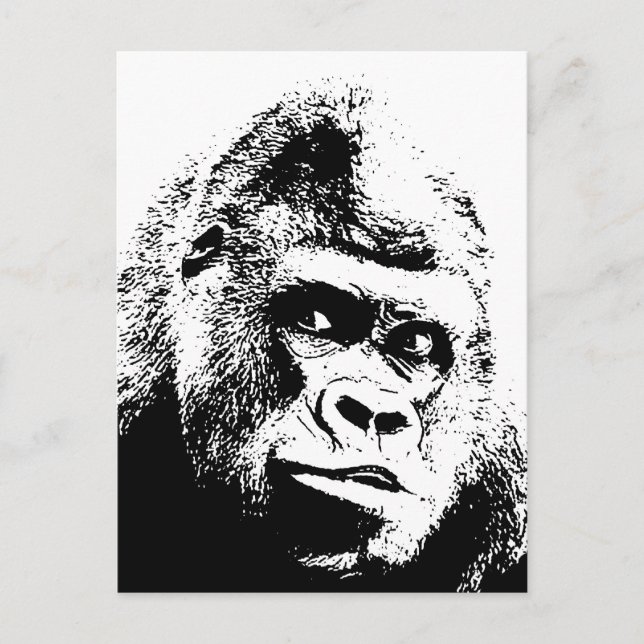 Black White Pop Art Gorilla Postcard (Front)